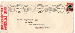 L79404 - Südafrika - 1939 - 6d Zeder EF A Bf M Südafrikan Zens DURBAN -> El Monte, CA (USA) - Lettres & Documents