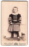 Fotografie B. Wehle, Dresden, Marienstr. 44, Kleiner Junge Im Kleid Mit Spielzeugpferd  - Anonieme Personen