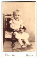 Fotografie E. Schuffert, Borna I /S., Kind Im Weissen Kleid Mit Einem Körbchen  - Personnes Anonymes