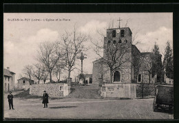 CPA St-Jean-le-Puy, L`Eglise Et La Place  - Andere & Zonder Classificatie