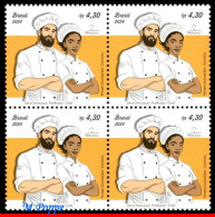 Ref. BR-V2024-04-Q BRAZIL 2024 PROFESSION CHEF, MERCOSUR SERIES, GASTRONOMY, CULINARY, FOOD, 4V BLOCK MNH - Neufs