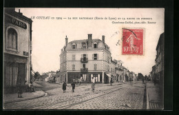CPA Le Coteau, La Rue Nationale (Route De Lyon) Et La Route De Perreux  - Sonstige & Ohne Zuordnung