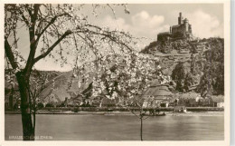 73948939 Braubach_Rhein Blick Ueber Den Rhein Zur Marksburg Baumbluete - Braubach