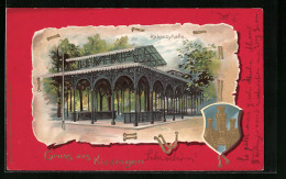 Passepartout-Lithographie Kissingen, Rakoczyhalle, Wappen  - Sonstige & Ohne Zuordnung