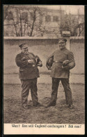 AK Wohl Ernährte Soldaten In Feldgrau Scherzen Mit Einer Brotmarke  - War 1914-18