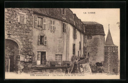 CPA Ambierle, La Vieille Porte Et Le Clocher  - Sonstige & Ohne Zuordnung