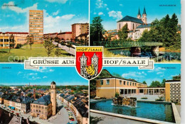 73868022 Hof  Saale Justizgebaeude Rathaus Michaeliskirche Stadtbuecherei  - Hof