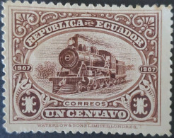 OH) 1908  ECUADOR,  WATERLOW AND SONS, LOCOMOTIVE - OPENING OF THE GUAYAQUIL QUITO RALLWAY, SCT 174 1c Brown, TONED, EXC - Equateur