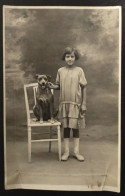 Carte Photo Fillette Avec Son Chien - Photographs