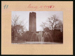 Fotografie Brück & Sohn Meissen, Ansicht Oschatz, Kriegerdenkmal Und Stadtmauerturm In Der Promenade  - Orte