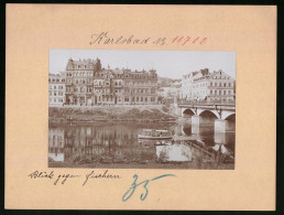 Fotografie Brück & Sohn Meissen, Ansicht Karlsbad, Egerbrücke & Ladengeschäft Adler Schreibmaschinen  - Lieux