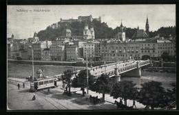AK Salzburg, Strassenbahn An Der Staatsbrücke  - Tramways