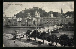 AK Salzburg, Die Staatsbrücke Mit Strassenbahn  - Tramways