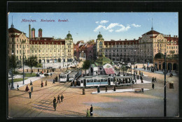 AK München, Strassenbahnen Kreuzen Den Karlsplatz  - Strassenbahnen