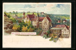 Lithographie Rothenburg, Hotel Wildbad  - Rothenburg O. D. Tauber