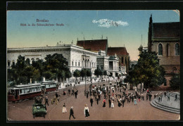 AK Breslau, Strassenbahn In Der Schweidnitzer Strasse  - Tramways