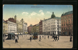 AK Brünn, Grosser Platz Mit Strassenbahn  - Tramways