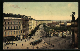 AK Brünn, Bahnring Aus Der Vogelschau Mit Strassenbahn  - Tram