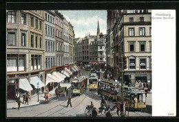 AK Hamburg, Grosser Burstah Mit Strassenbahnen  - Tram