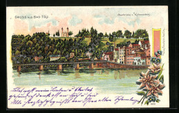 Lithographie Bad Tölz, Isarbrücke Und Kalvarienberg  - Bad Toelz