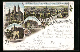 Lithographie Naumburg, Ortsansicht, Dom, Marienthor  - Naumburg (Saale)