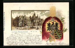 Passepartout-Lithographie Leipzig, Buchhändlerbörse, Reichsadler, Wappen  - Other & Unclassified