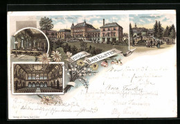 Lithographie Bad Elster, Neues Curhaus, Lawntennisplatz  - Bad Elster