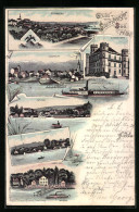 Lithographie Starnberg, Schloss Berg, Seehaupt, Tutzing, Starnberger See  - Tutzing