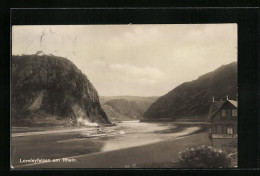 AK Loreleyfelsen Am Rhein Mit Dampfer Und Hotel  - Contes, Fables & Légendes