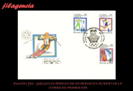 RUSIA SPD-FDC. 1992-01 JUEGOS OLÍMPICOS DE INVIERNO EN ALBERTVILLE - FDC