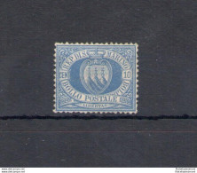 1877 SAN MARINO Stemma N. 3 - 10 Cent. Oltremare Centratissimo - Senza Gomma - Altri & Non Classificati