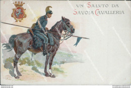 Ca173 Cartolina Militare Un Saluto Da Savoia Cavalleria Www1 1 Guerra - Regimientos