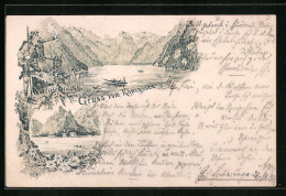 Lithographie Königssee, Ruderboot Auf Dem Idyllisch Gelegenen See  - Other & Unclassified