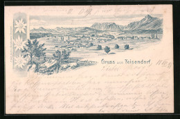 Lithographie Teisendorf, Teilansicht Mit Kirche  - Other & Unclassified