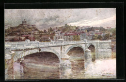 Artista-Cartolina G. Guerzoni: Torino, Ponte Nuovo Umberto I.  - Altri & Non Classificati