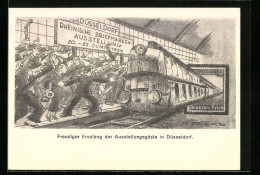 Künstler-AK Düsseldorf, Rheinische Briefmarken-Ausstellung 1936, Freidiger Empfang Der Ausstellungsgäste, Ganzsache  - Stamps (pictures)