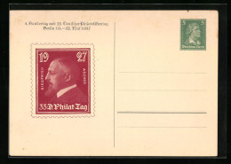 AK Berlin, 4. Bundestag Und 33. Deutscher Philatelistentag 1927, Siegfried Ascher Auf Briefmarke, Ganzsache  - Postzegels (afbeeldingen)