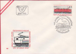 Ö 1977 - Mi: 1561 (10) , FDC - 140 Jahre österreichische Eisenbahnen , SST 2232 Deutsch Wagram - FDC