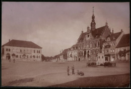 Fotografie Brück & Sohn Meissen, Ansicht Dahlen, Gasthof Zur Grünen Tanne Mit Marktplatz & Rathaus  - Plaatsen