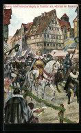 Künstler-AK Gustav Adolf Von Schweden Reitet Barhäuptig In Frankfurt Ein Während Der Messezeit  - Familles Royales