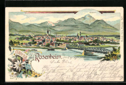 Lithographie Rosenheim, Gruss Aus Der Stadt Mit Dem Wendelstein  - Rosenheim