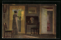 Künstler-AK Sign. Alfred Broge: Frühlingssonne, Dänische Kunst  - Autres & Non Classés