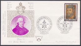 Vatican City 1974 Private Cover Pope Pius VI, Christianity, Christian, Catholic Church - Brieven En Documenten