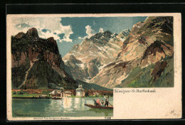 Künstler-AK Karl Heinisch: Königsee-St. Bartholomä, Bootspartie Mit Bergpanorama  - Andere & Zonder Classificatie