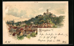 Lithographie Königstein I. T., Teilansicht Mit Ruine  - Königstein