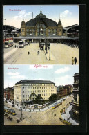 AK Halle A. S., Hauptbahnhof, Riebeckplatz Mit Strassenbahnen  - Other & Unclassified