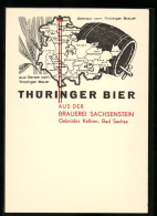 AK Bad Sachsa, Werbung Der Brauerei Sachsenstein, Bierfass, Landkarte  - Other & Unclassified