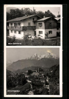 AK Berchtesgaden, Ortsansicht Aus Der Vogelschau, Haus Edelweiss  - Berchtesgaden