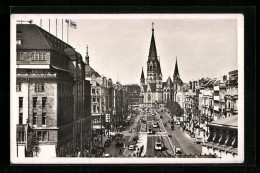 AK Berlin-Charlottenburg, Tauentzienstrasse Mit Kaiser-Wilhelm-Gedächtniskirche  - Charlottenburg