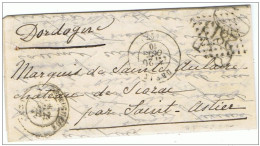 Sortie Clandestine De Paris Le 14 Octobre 1870 : Lettre Envoyée En Fraude - Krieg 1870